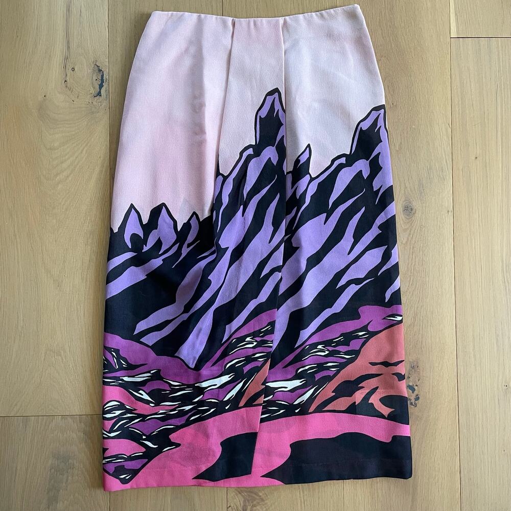 Missoni 100% Silk Mountain Print Skirt 40 M